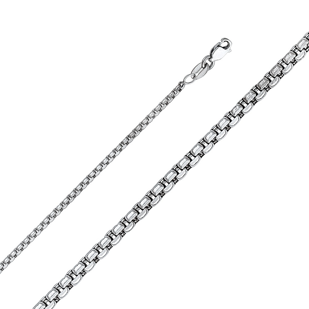 14K White 1.8mm Hollow Half RD Box Chain - 16"